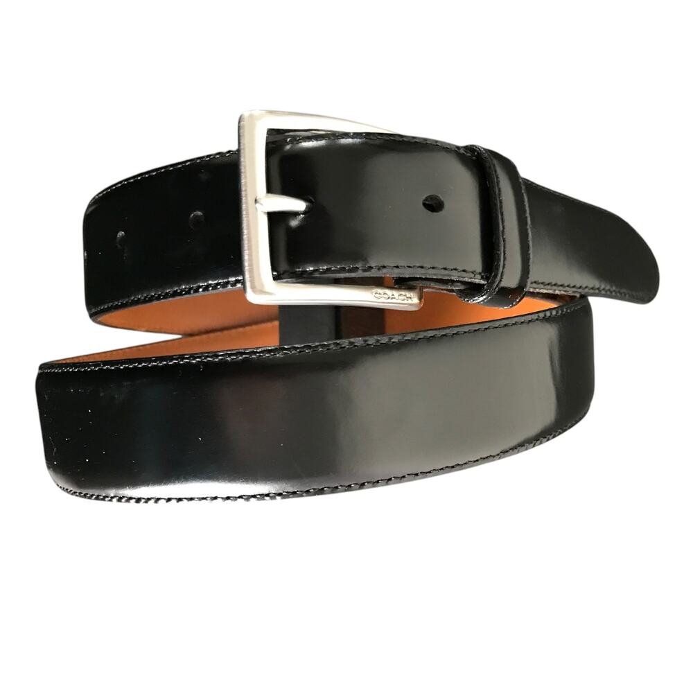 Coach Black Leather Belt Womens Size 32" Silver‎ Buckle Closure Simple Classic